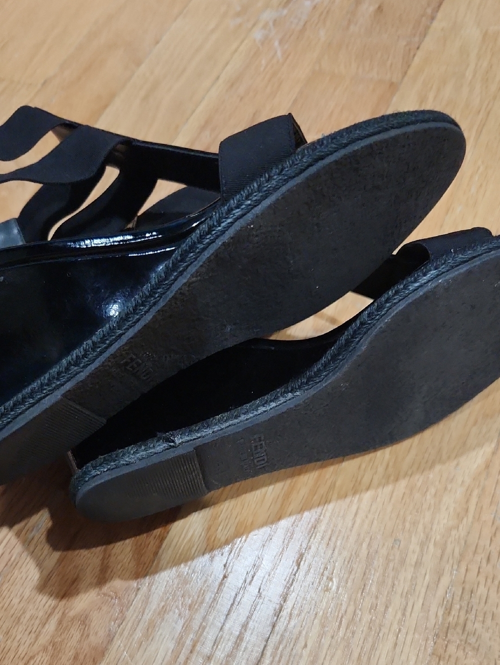 Fendi Black Patent & Elastic T-Strap High Heel Sandals - Picture 6 of 7